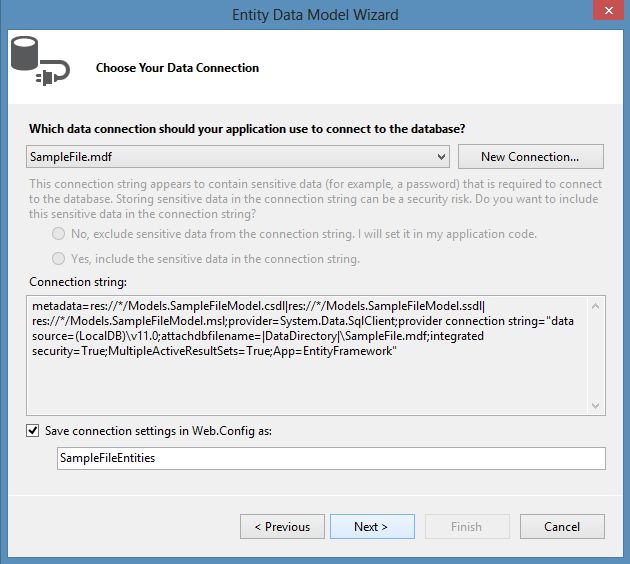 Choosing Data Connection in Entity Data Model